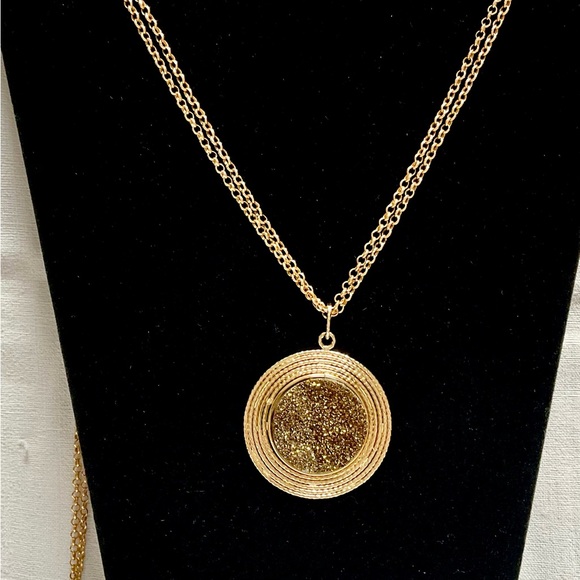 Chocolate Bronze Druzy Pendant Milor Italy 14K Statement Pc. VINTAGE